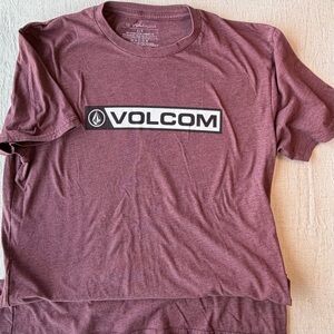 Volcom Logo Maroon Heather Short sleeve crewneck T-shirt. Size L